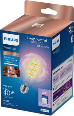 Philips RGB WFB E27 40 W smart LED-pære (gjennomsiktig)
