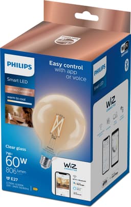 Philips WFB E27 60 W smart LED pære (gjennomsiktig)