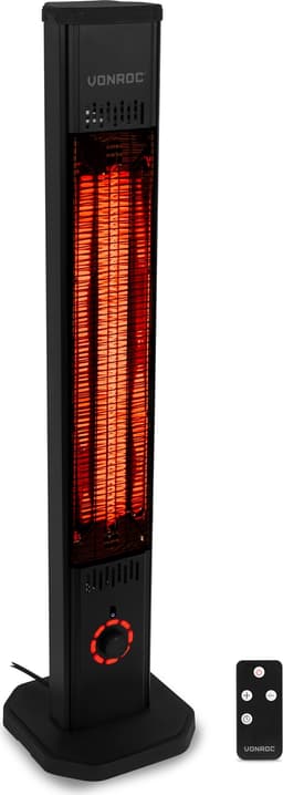 VONROC Terrassevarmer Lipari | 2000W – Infrarød  med 8 varmetrin og timer 1–8 timer | Inkl. Fjernbetjening