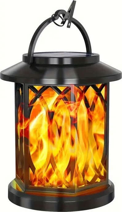 Solar Flame Lampa med Klämma - Fladdrande LED Trädgårdslampa för Utomhusbruk