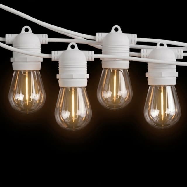 LY Sweden Premium hvid lyskæde med rund ledning til udendørs brug – 10 m med 20 lamper
