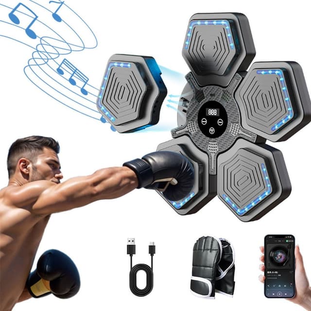 Smart Musik Boxningsmaskin: Bluetooth, Justerbar Hastighet för Vetenskaplig Träning Black