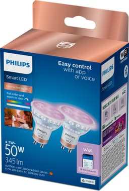 Philips Smart Lighting RGB GU10 50W spotpære (2-pakning)