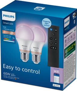Philips Smart LED WCA E27 60W lyspære (2-pakning) + dimmerbryter