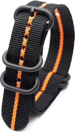 Nylon urrem med ovalt spænde Black+Orange 18 mm