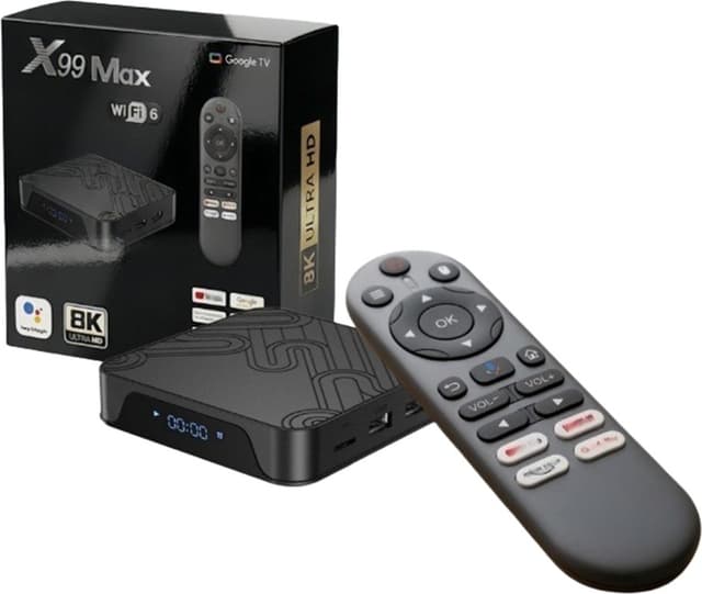 TV-boks 2+16 GB Android 14 WiFi 6 4K HD Bluetooth-fjernbetjening Stemmestyring