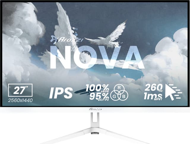 Arozzi Nova 27" QHD/IPS/260Hz/1ms gamingskärm (vit)