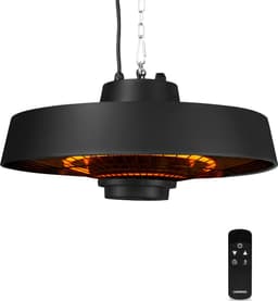 VONROC Hängande Terrassvärmare 2000W – Infravärme med Fjärrkontroll, 360° Värmespridning, 2 Värmelägen, Timer 0–24h, IP44, Mjukstart, LCD-display – Vulcano PH509AC
