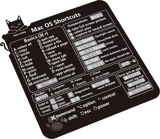 Tangentbordsdekal med Mac-genvägar Svart