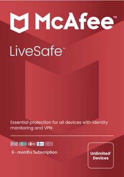 McAfee LiveSafe 6 month Subscription - PC Windows,Mac OSX,iOS,Android