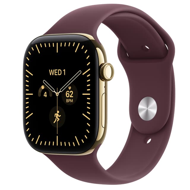 Watch Series 12 46mm (Radiant guld Titanium/Burgundy Sport Band) S/M