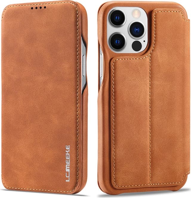 SKALO iPhone 15 Pro LC.IMEEKE Pungetui i PU-læder - Brun