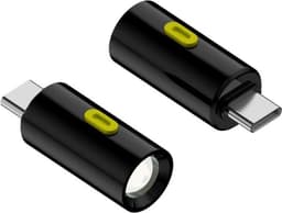 2-pakning med lommelykter: Batterifri minilommelykt med USB-C «Plug & Play», 210–230 lumen