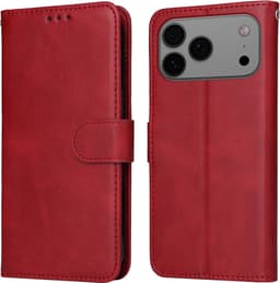 SKALO PU-läder Plånboksfodral för iPhone 18 Pro Max - Röd