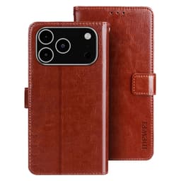 SKALO IDEWEI PU-Läder Crazy Horse Plånboksfodral för iPhone 18 Pro - Brun