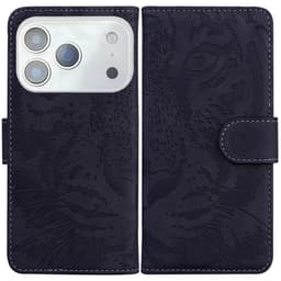 SKALO Embossed Tiger Plånboksfodral för iPhone 18 Pro - Svart