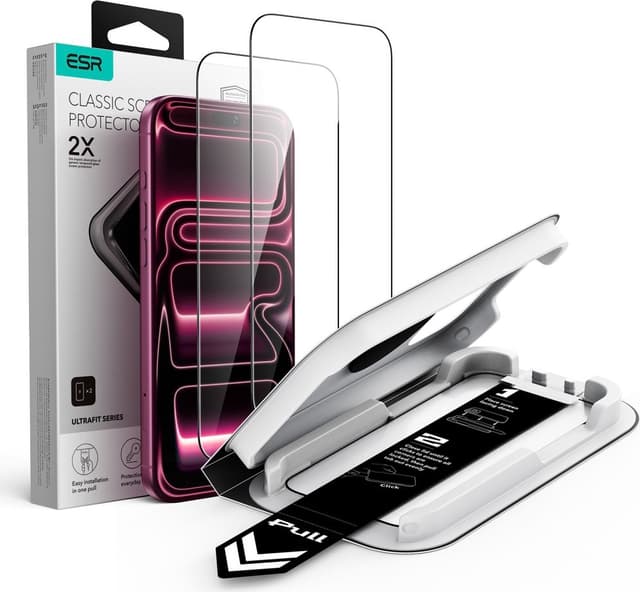 2-PACK ESR UltraFit Classic Tempered Glass Skärmskydd för iPhone 18 Pro