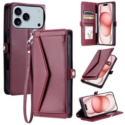 SKALO PU-Läder Envelope Plånboksfodral för iPhone 18 Pro Max - Röd