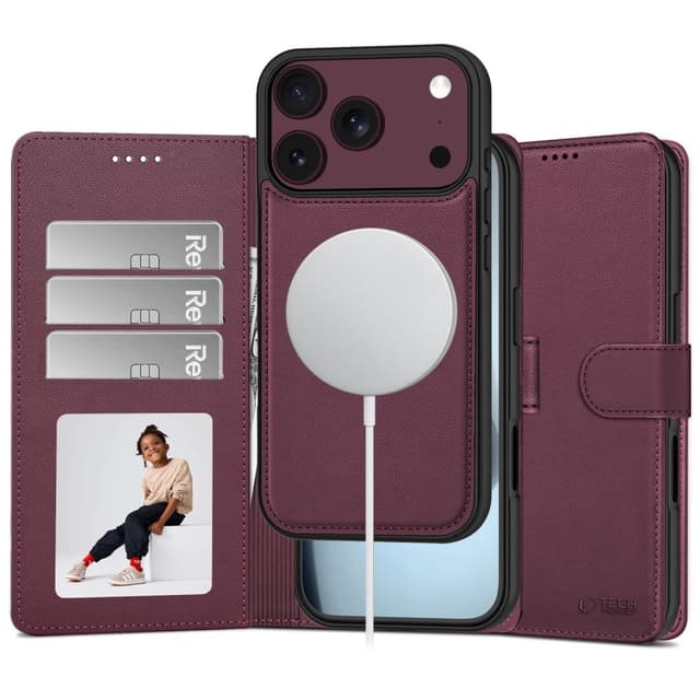 Tech-Protect 2i1 Wallet MagSafe Plånboksfodral/Skal för iPhone 18 Pro Max - Mulberry