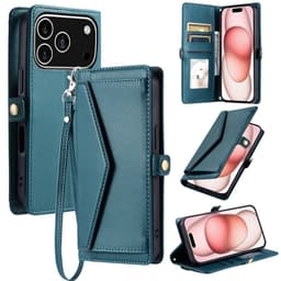 SKALO PU-Läder Envelope Plånboksfodral för iPhone 18 Pro - Grön