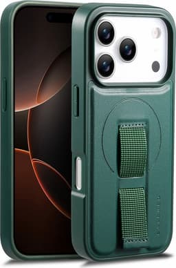 SKALO CASENEO PU-Läder med Fingerrem Skal för iPhone 18 Pro - Grön