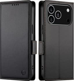 SKALO PU-Läder Plånboksfodral för iPhone 18 Pro - Svart
