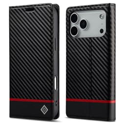 SKALO LC.IMEEKE Carbon Fiber Plånboksfodral för iPhone 18 Pro - Svart