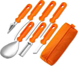 Gresskarskjæringssett i rustfritt stål - 7 deler Orange