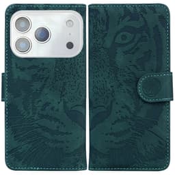 SKALO Embossed Tiger Plånboksfodral för iPhone 18 Pro Max - Grön