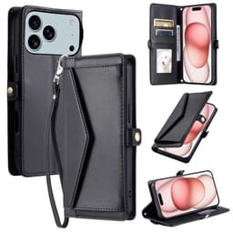 SKALO PU-Läder Envelope Plånboksfodral för iPhone 18 Pro Max - Svart