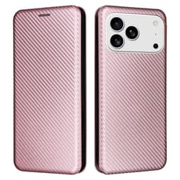 SKALO Carbon Fiber Plånboksfodral för iPhone 18 Pro - Roséguld