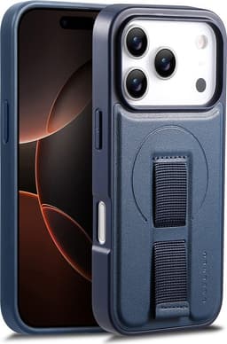 SKALO CASENEO PU-Läder med Fingerrem Skal för iPhone 18 Pro Max - Blå