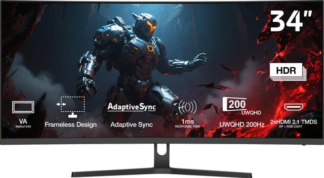 NOS 34" UWQHD/VA/200Hz/1ms gaming skærm