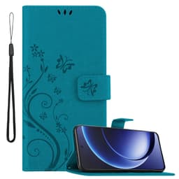 OnePlus 15R Suojakuori Lompakkokotelo Kukka (sininen)