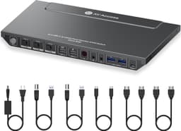 AV Access iDock B30 Dockningsstation och KVM-switch 3 till 2, Dual 4K Monitor för laptop + 2st Desktop-PCs, 4K@60Hz, 5xUSB-A, 1G Ethernet, 65W laddning för laptop, Ljud/Mikrofon, EDID