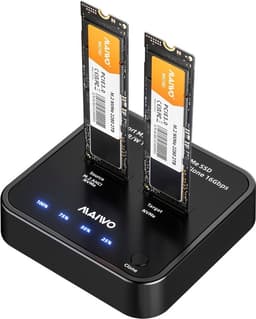 Maiwo K3016AN NVMe Cloner M.2 Duplicator for PCIe NVMe M-Key SSD, 16Gbps Cloning Speed, Access Two SSDs Simultaneously
