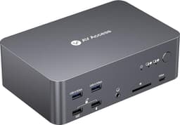 AV Access iDock D23i Dockningsstation och KVM-switch 2 till 3, Triple Monitor för 2st Desktop-PCs, 8K@60Hz, 5xUSB-A, 1xUSB-C, 1G Ethernet, Ljud, SD