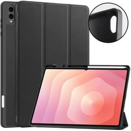 Samsung Galaxy Tab S12 Ultra varten Tri-Fold telineellinen suojakuori, neljän kulman iskusuojalla, PU-nahkaa, TPU-materiaalia ja kynäpidike