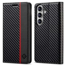SKALO LC.IMEEKE Carbon Fiber Lompakkokotelo sopii Samsung Galaxy S26 FE - Musta