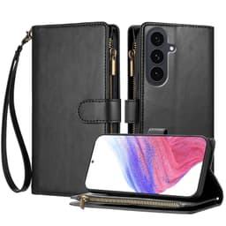 SKALO L01 Big Wallet Zipper Kotelo sopii Samsung Galaxy S26 FE - Musta