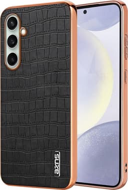 SKALO AZNS Krokotiili Kultareuna Suojakuori sopii Samsung Galaxy S26 FE - Musta
