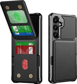 SKALO ZM11 Armor PU-Nahka Flip Korttikotelo Suojakuori sopii Samsung Galaxy S26 FE - Musta