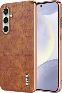 SKALO AZNS Krokotiili Kultareuna Suojakuori sopii Samsung Galaxy S26 FE - Ruskea