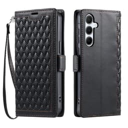 SKALO Tikatusta PU-Nahasta Lompakkokotelo sopii Samsung Galaxy S26 FE - Musta
