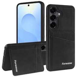 SKALO FORWENW F8 Series PU-Nahkakorttitasku Suojakuori sopii Samsung Galaxy S26 FE - Musta