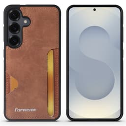 SKALO FORWENW F5 Series PU-nahkakorttikotelo Suojakuori sopii Samsung Galaxy S26 FE - Ruskea