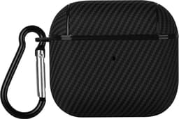 SKALO Carbon Fiber PU-Nahka Kotelo sopii AirPods 5 - Musta