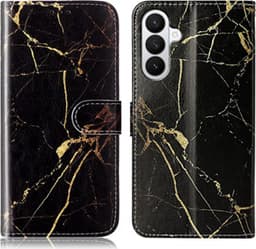 SKALO PU-Nahka Marmori Lompakkokotelo sopii Samsung Galaxy S26 FE - Musta