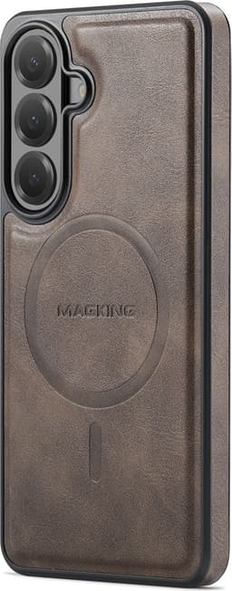 SKALO MAGKING K1 Premium PU-Nahka Hybrid Suojakuori sopii Samsung Galaxy S26 FE - Tummanruskea