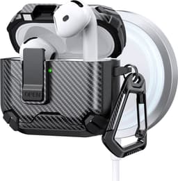 SKALO Carbon Fiber Hybridkotelo karabiinihaalla sopii AirPods 5 - Musta
